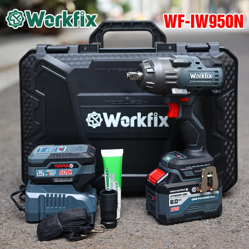 Máy Siết Bulong P WORKFIX WF-IW950N Không Chổi Than, Lực Siết 950Nm Mở Vặn Ốc Xe Tải, Ô Tô 4