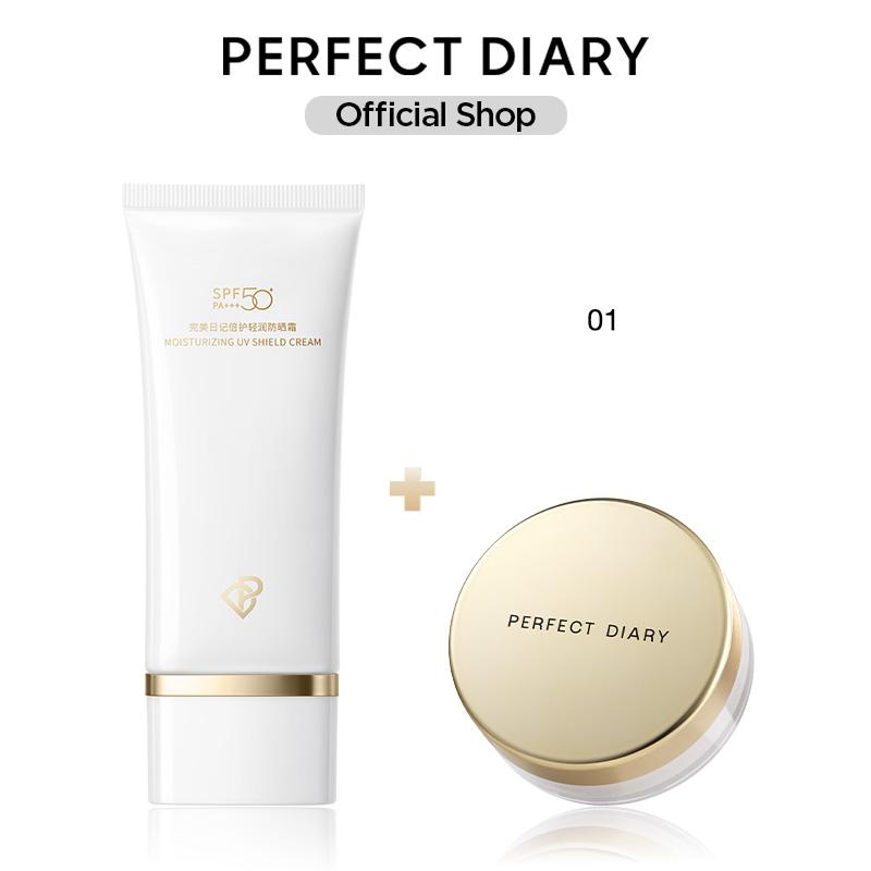   PERFECT DIARY Set Kem chống nắng 60ml,Phấn Phủ Kiềm Dầu chống thấm nước kiểm soát dầu nhiều màu tùy chọn 