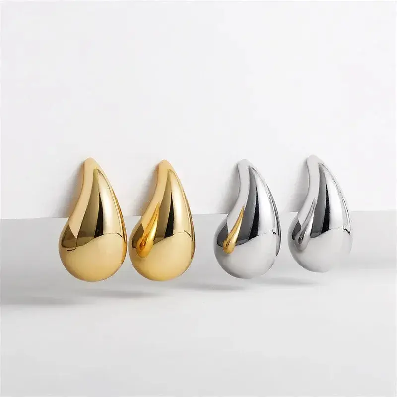 Bông Tai Hình Giọt Nước, Thiết Kế Mới Hợp Xu hướng, Màu Vàng Kim, Kích Thước Chunky, Phong Cách Giả, Dành Cho Phụ Nữ, Cá Tính Sáng Bóng, Quà Tặng Trang Sức 0