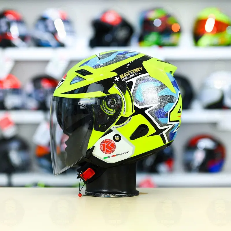 Mũ Bão Hiểm KLT 3/4 2 Kính Tặng kèm tem kyt và khăn trùm dầu ninja 2