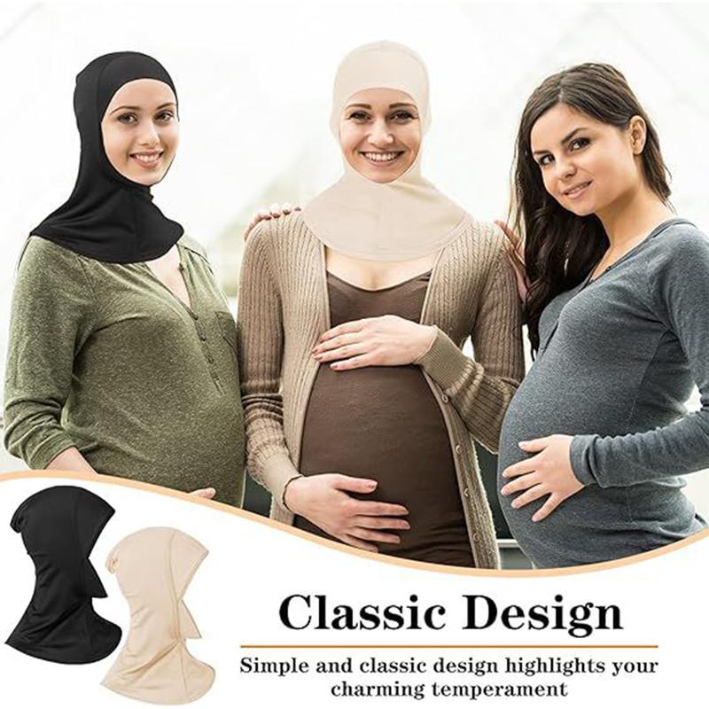 High Elastic Solid Color Muslim Full Cover Hijab Cap Islamic Underscarf Neck Head Bonnet Hat 2