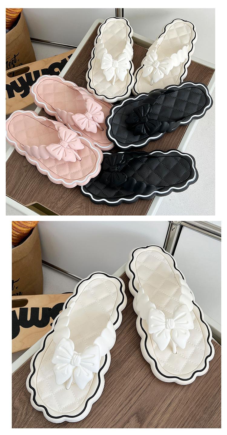 Product Introduction of Summer lace slippers, flip flops, fairy style, sweet and elegant, wearing bow shaped flip flops on the beach, cool slippers Walking Shoes Footwear Women Girl Shoes Comfort Sandal Decor Weight 12