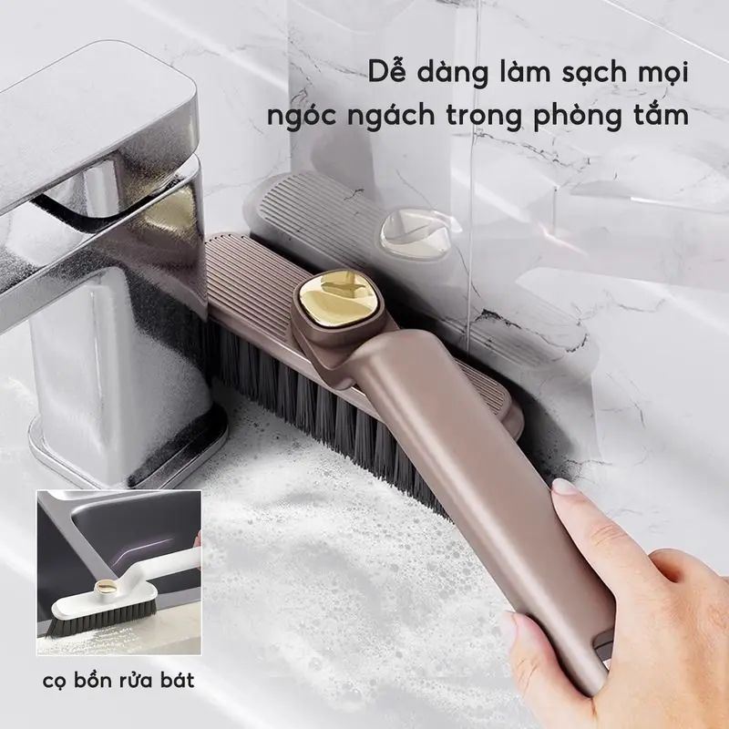 COMBO 3 Bàn chải chà sàn khe hở đa năng Chổi cọ sàn tích hợp kẹp gắp rác 2 trong 1 Cọ sạch khe hẹp góc tường Làm Sạch 3