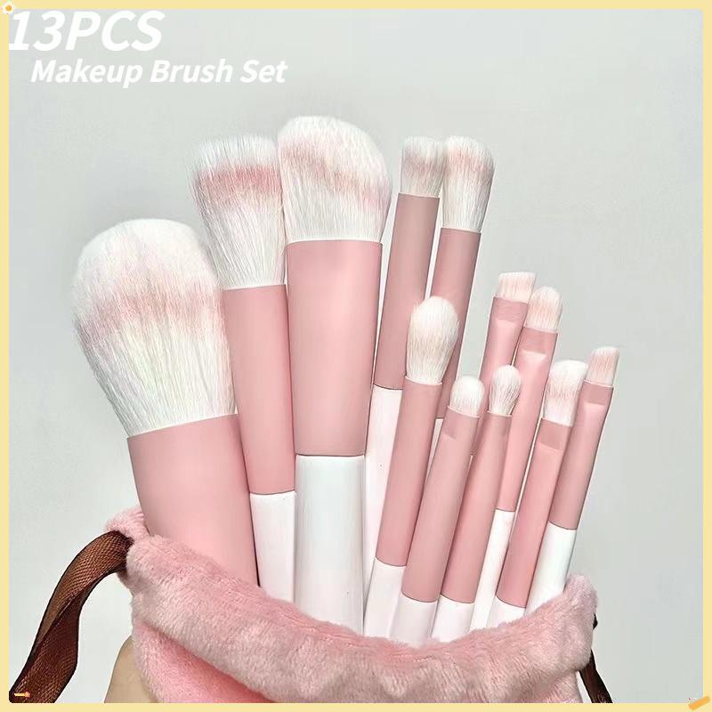 Bộ Cọ Trang Điểm, 13 Món, Phấn Mắt Màu Đỏ Và Hồng, Cọ Trang Điểm Pha Trộn Cappuccino, Cọ Môi, Cọ Đánh, Dụng Cụ Làm Đẹp, Mềm Mại Và Bồng Bềnh, Cọ Tán Kem Nền Chuyên Nghiệp, Đi Kèm Trong Một Túi Đựng, [Thanh Toán Khi Nhận Hàng], Món Quà Lý Tưởng