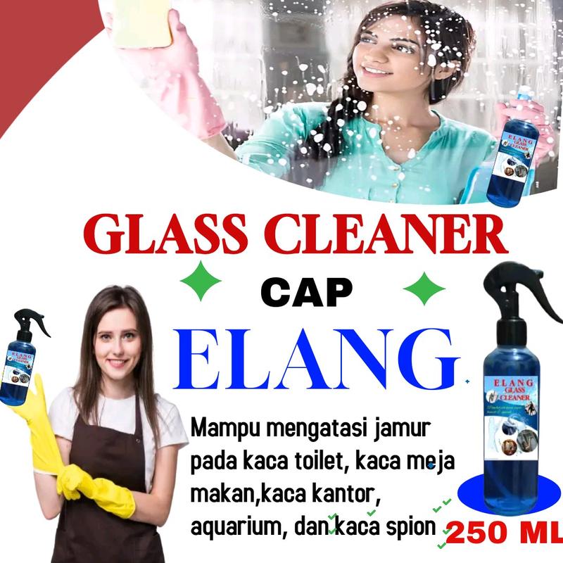 ELANG GLASS CLEANER CAIRAN PEMBERSIH KACA,Pembersih noda ringan dan jamur pada kaca spion mobil, kaca gedung, kaca kamar mandi,kaca jendela rumah Spray Kain 1