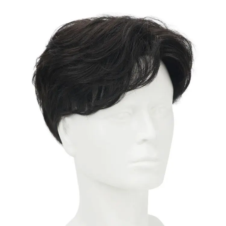 【Kiriman hari yang sama】Wig pria rambut pendek tampan titik tengah poni lembut wig mengatur gaya rambut siswa pria kepala penuh realistis seluruh atas tembakan nyataParik cantik 1