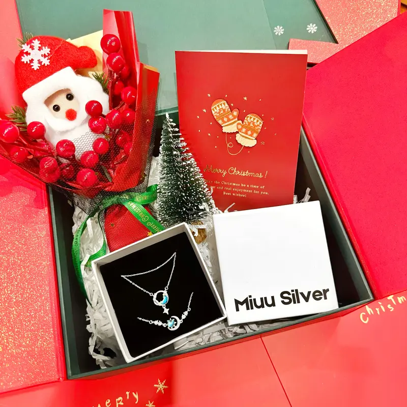 Hộp quà tặng Giáng sinh Miuu Silver, bộ quà tặng trang sức bạc 925 không có nến, box bao gồm sản phẩm và nước rửa bạc 7