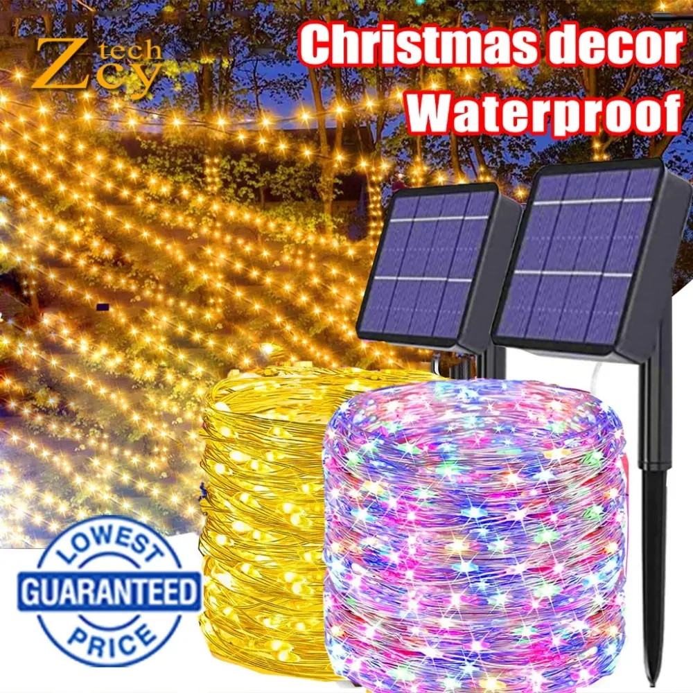 Solar Garden Lights 8 Modes Copper Wire String Lights Waterproof for Home Wedding Party Decorations