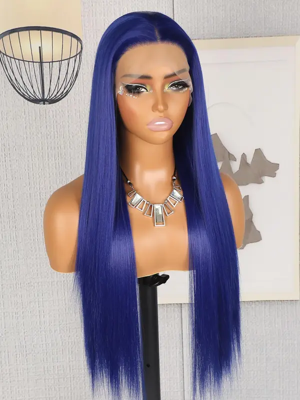 28 Inch Long Straight Wigs for Women, Gorgeous Fluffy Wigs without Bangs, Synthetic Lace Front Wigs for Party, Daily Use 5