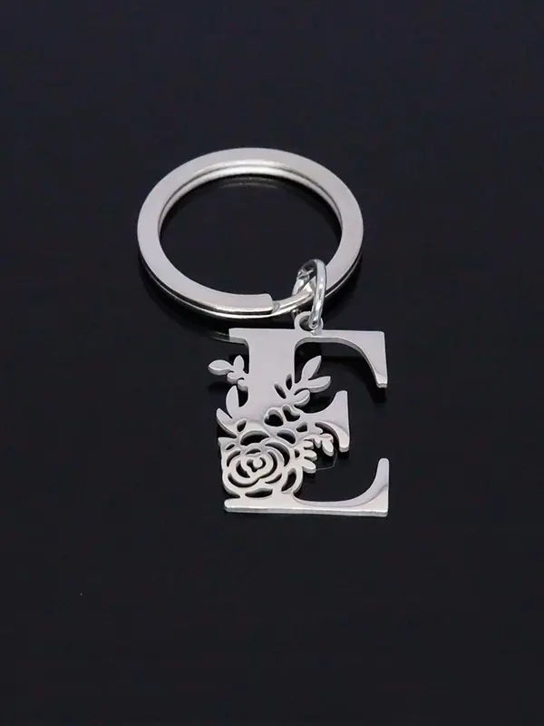 Stainless Steel Letter Design Keychain, Fashionable Keychain for Men & Women, Durable Metal Bag & Car Key Accessory 7