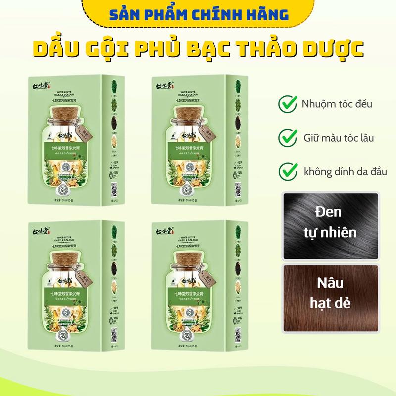 Combo 4 hộp 40 gói + Tặng 2 gói dưỡng tóc protein Dầu gội phủ bạc TMZ2356 chiết xuất từ thảo dược nhuộm tóc ngay tại nhà giúp đổi màu tóc giữ màu tóc lâu nhuộm tóc dành cho Nam và Nữ Dưỡng Tóc