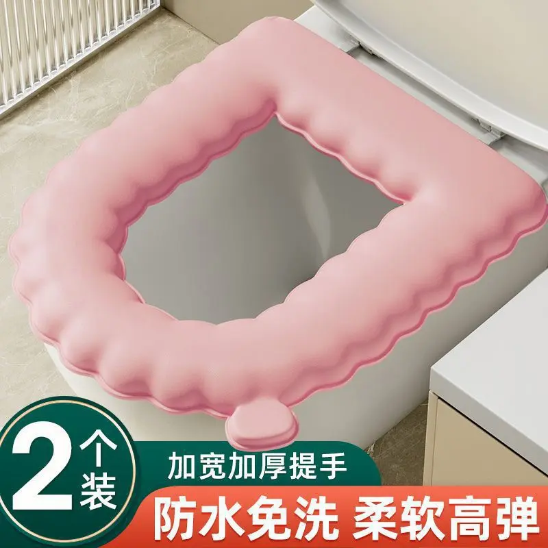 Đệm Bồn Cầu, Không Thấm Nước Và Có Thể Giặt Được, Dễ Phối Đồ Tại Nhà, Thích Hợp Cho Tất Cả Các Mùa, Dày Dặn, Không Dán, Có Thể Xóa Được, Với Vòng Đế, Để Sử Dụng Tại Nhà