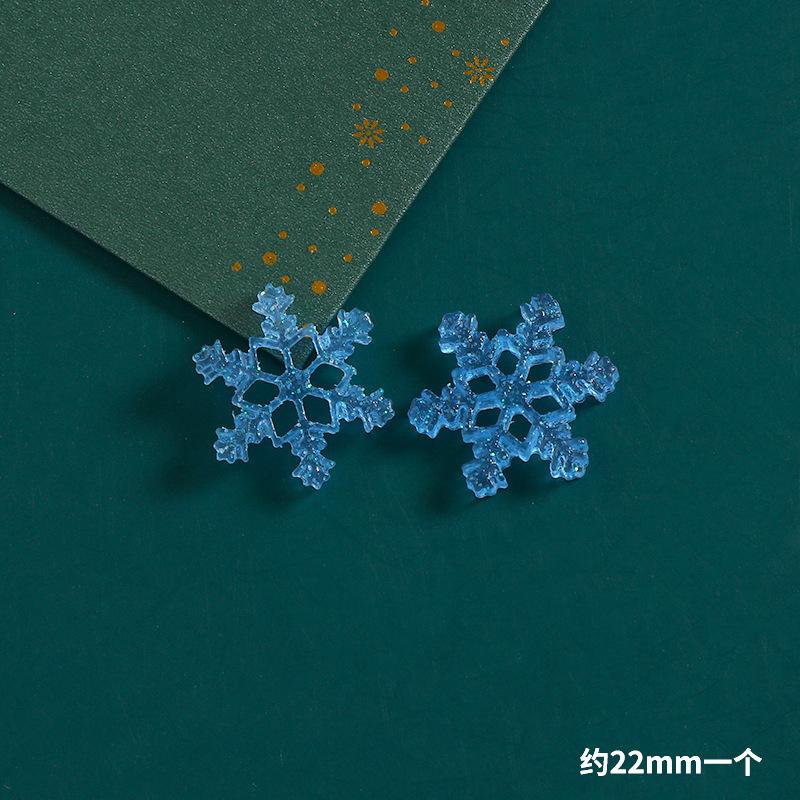 Product Introduction of 10pcs Christmas resin accessories glitter semi transparent snowflakes DIY phone cases, hair clips, holes, shoes, refrigerator patches, car keys, small ornaments, decorations 14