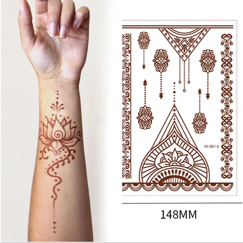 Flower Henna Tattoo Stencil Temporary Tattoo Template Body Art Painting Design Wedding Tatoo for Women Tattoo Supplies