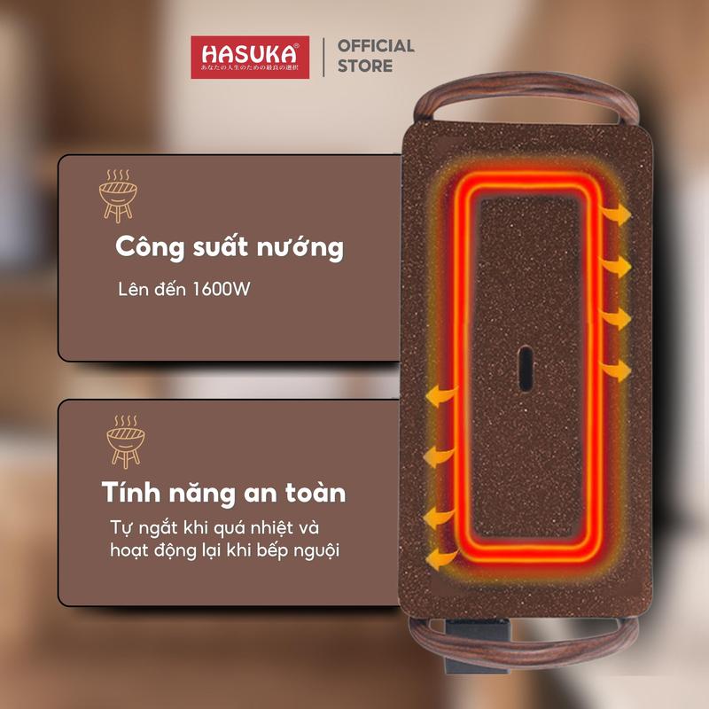 Bếp nướng điện HASUKA công suất 1600W cảm biến nhiệt thông minh tự ngắt khi quá tảI HSK-332 5