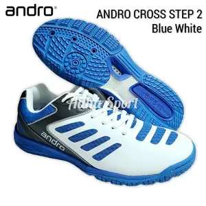 ANDRO CROSS STEP 2 Blue White Sepatu Pingpong Tenis Meja Original