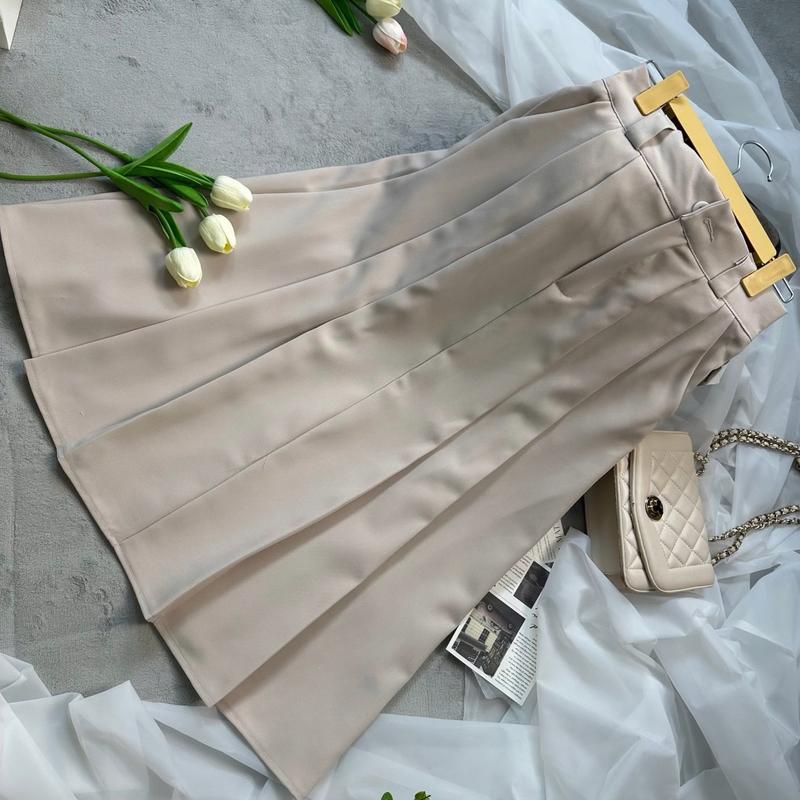 Chân Váy Nữ Xếp Ly Công Sở Nữ Thanh Lịch,  Women Nhung Voi. Dáng Dài 75Cm Chất Liệu Tuyết Mưa Vitex Kem. , Đủ Size Cho Mọi Dáng Người 6