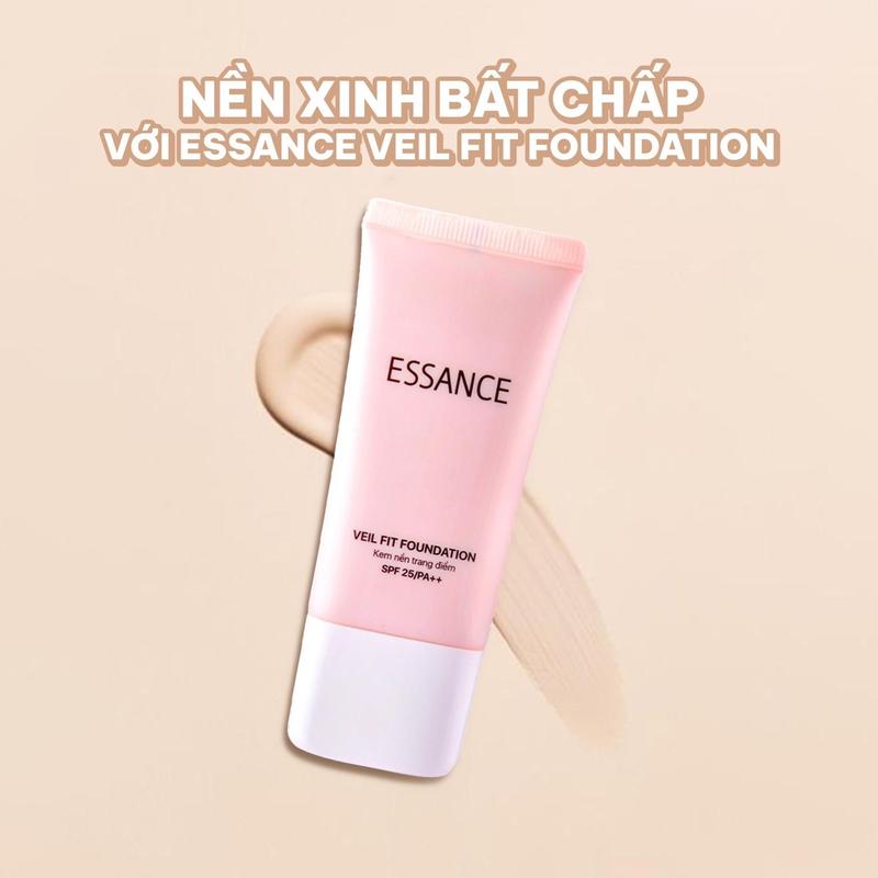 (TEM chính hãng) Kem Nền Trang Điểm Siêu Mịn Essance Veil Fit Poundation SPF25/PA++ 30ML. Date 2026 Mỹ Phẩm Cosmetic Che Khuyết Điểm Women