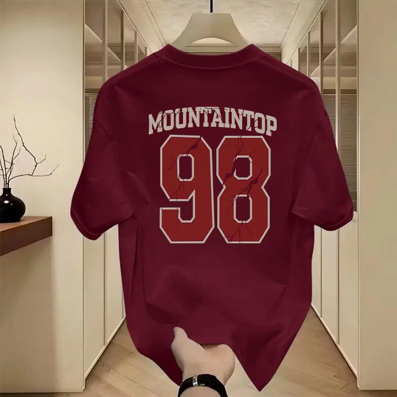 Letter print fashion casual T-shirt top pure cotton loose boxy  shirt oversized  shirt  men