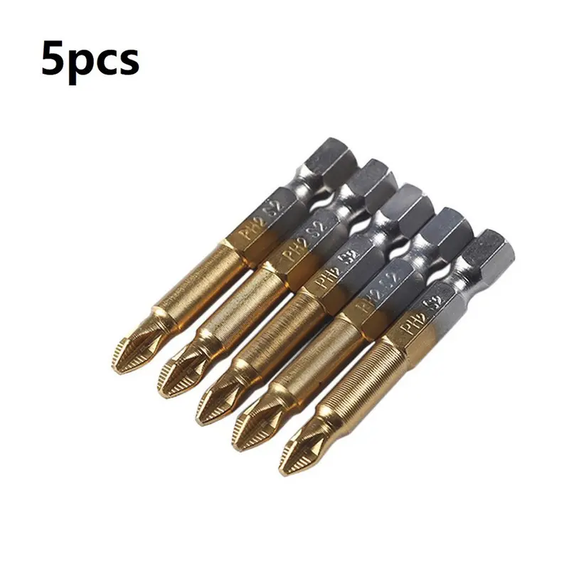 Mũi khoan chéo, đầu lục giác, phủ titan, chống trượt, tuốc nơ vít, có tay cầm, có sẵn trong 5 hoặc 10 chiếc 6