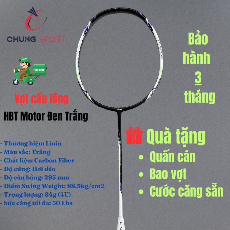 Vợt cầu lông Linin HBT Motor nội địa Trung chính hãng căng sẵn cước theo yêu cầu có tặng kèm quấn cán và túi đựng vợt Cán Vợt Sport Carbon
