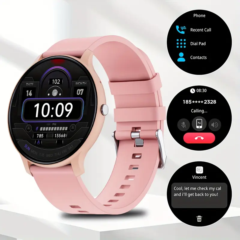 Laxsafty new smart watch for women, full touch screen sport fitness watch, 100 + sports mode, sleep monitoring, pedometer, distance, calories, wireless call smart watch for Android iPhone smartwatch 6