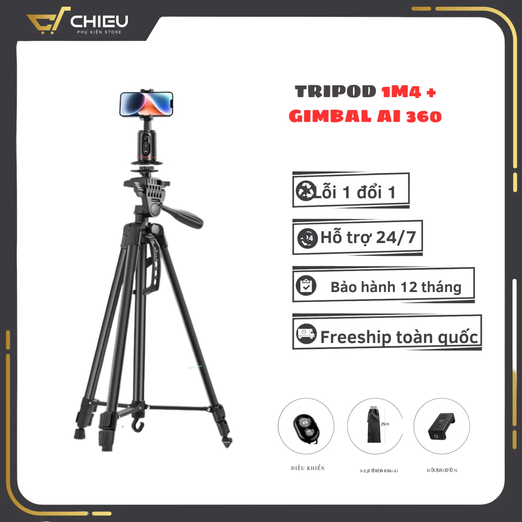 [ COMBO TRIPOD + GIMBAL Q02 ] Chân Quay Điện Thoại Kiêm Chân Máy Ảnh, 3 Chân Đa Năng, Điều Chỉnh Cao Thấp, Thiết Kế Chắc Chắn Cao 140cm Phụ Kiện Selfie