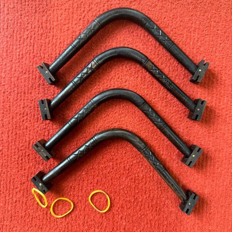 Combo 2 cái góc vuông mun khắc đốt kèm tai cho lồng chào mào vuông thái sing