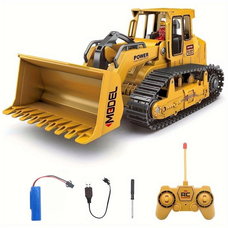 Product Introduction of Remote Control Bulldozer, 1 Box 6 Channel Dozer Front Loader Toy with Light & Sound, Construction Vehicle Toy for Kids 0