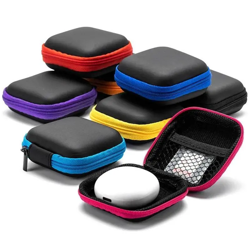 Portable Shockproof Headphone Case, Earphone Bag, Headset Storage Bag, Hard Shell Earphone Accessories for Memory Card & USB Cable, Audio 6