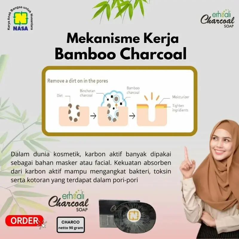 ERHSALI CHARCOAL SOAP Asli Original Ori NASA Official CHARCO Sabun Ampuh Memudarkan flek hitam Kotoran Kusam Mencerahkan - TOKO SKINCARE 86 3