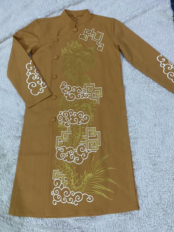 Áo Dài Truyền Thống # Áo Dài Gấm Lụa Hình Long Cho Nam # Quần Áo Nam Cao Cấp 3