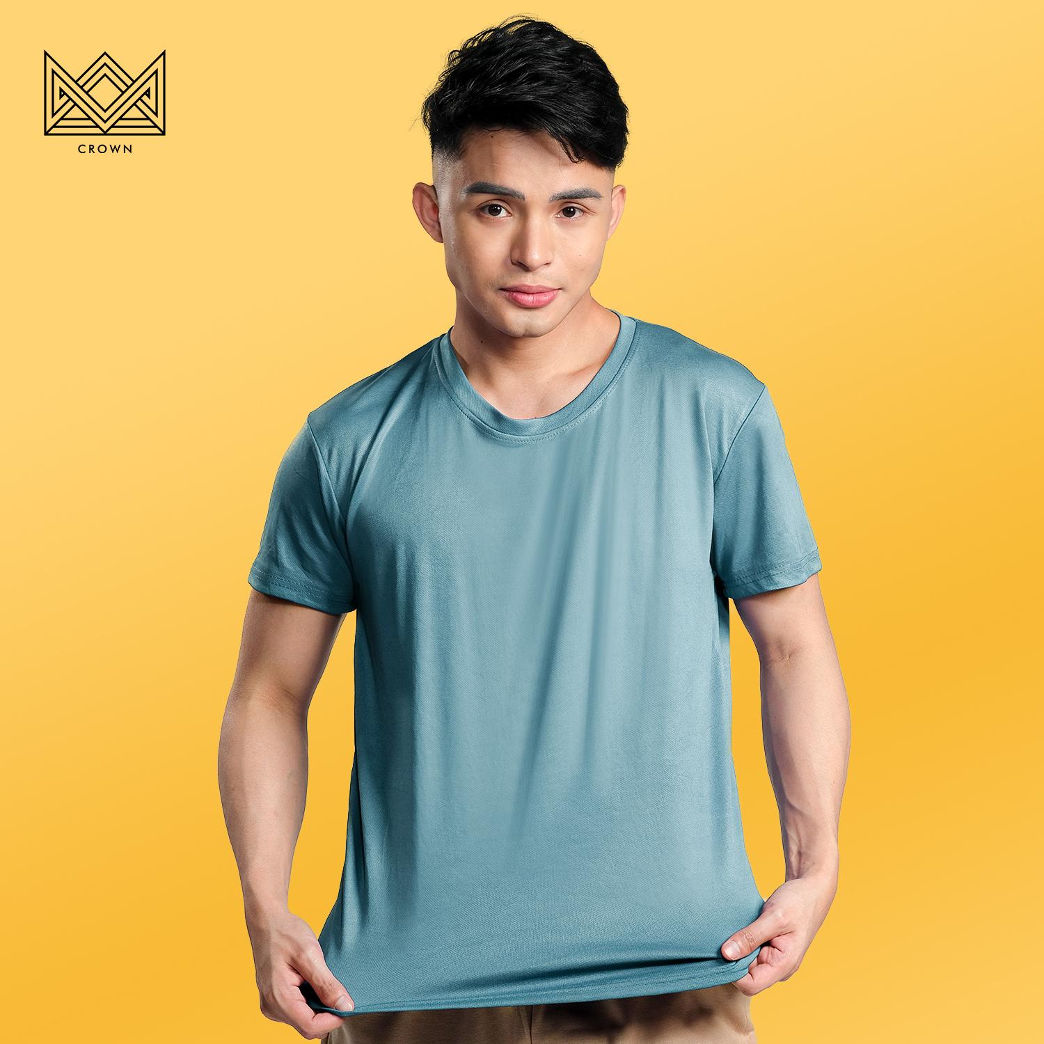 Crown Mens Drifit Round Neck Tshirt for Men Active Wear Quick Dry Sports Summer Tops Outfit Black_voghion.com