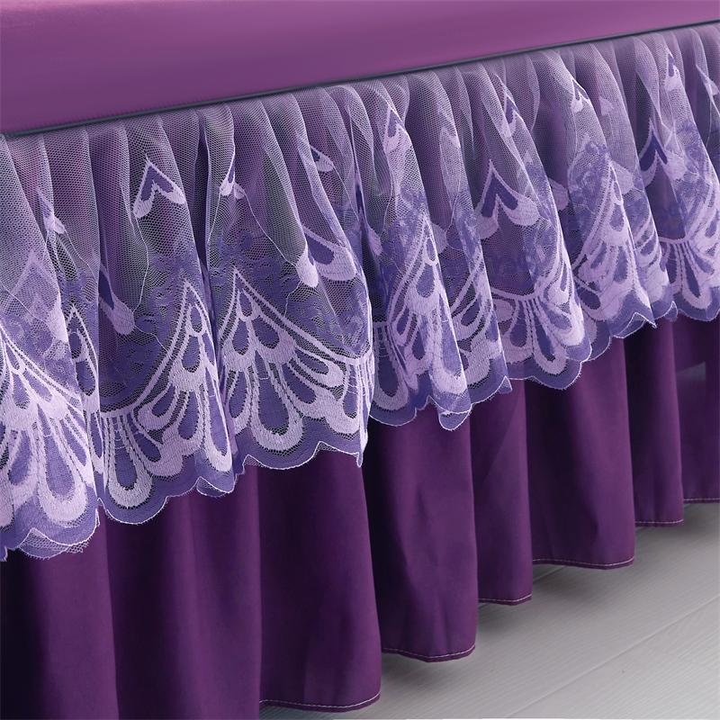 Solid Color Bed Skirt Without Pillowcase, Romantic Bed Skirt, Non-slip Bed Skirt for Bedroom & Guest Room, Bedding Supplies 1