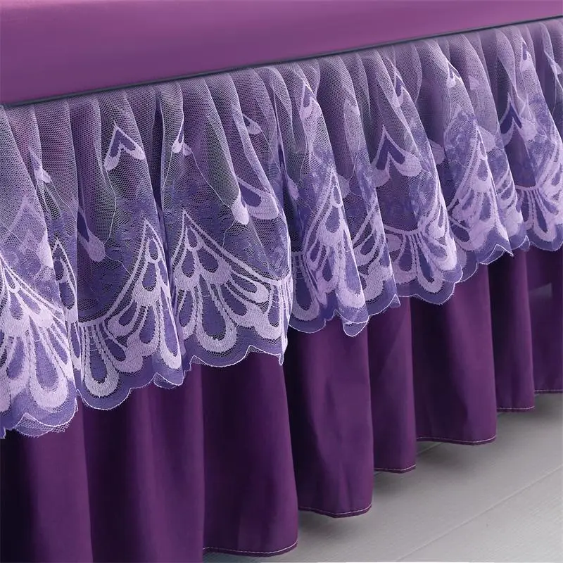 Solid Color Bed Skirt Without Pillowcase, Romantic Bed Skirt, Non-slip Bed Skirt for Bedroom & Guest Room, Bedding Supplies 1