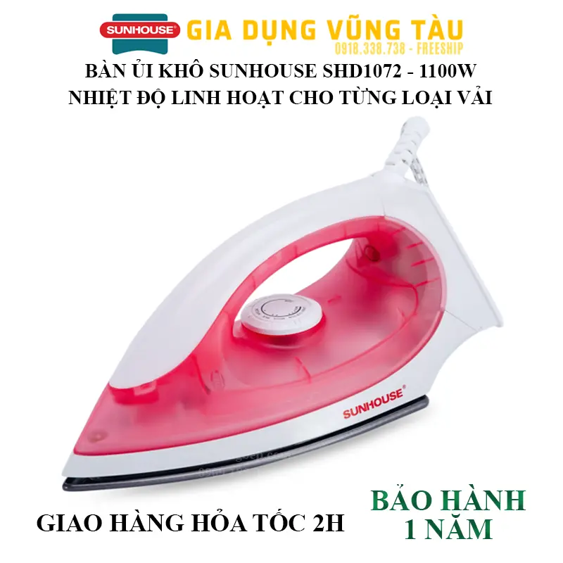 Bàn ủi khô Sunhouse SHD1072 - Gọn nhẹ, tiện lợi du lịch - Hàng chính hãng Sunhouse