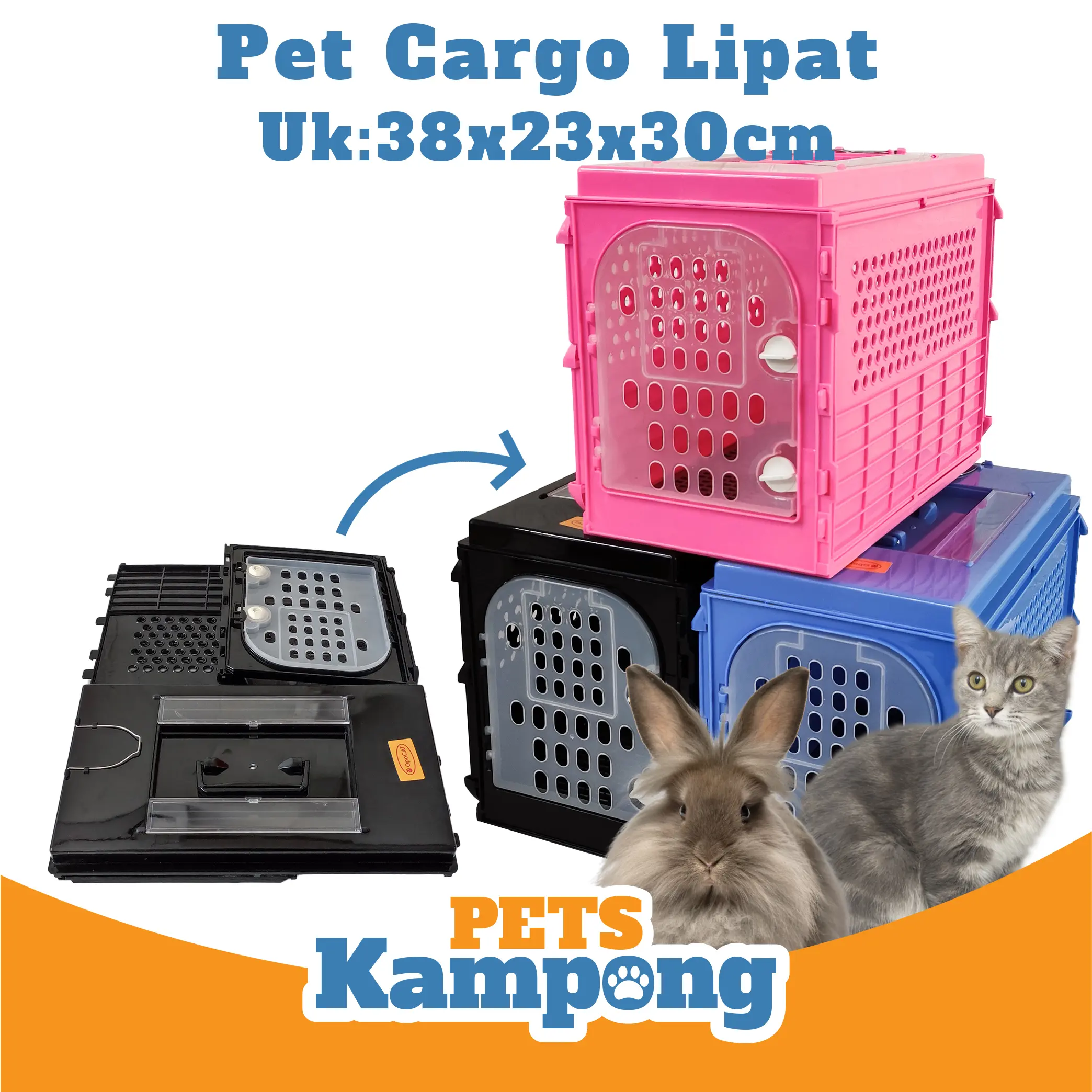 Kandang Kucing Pet cargo Lipat Opo Cat ukuran 38x23x30 M