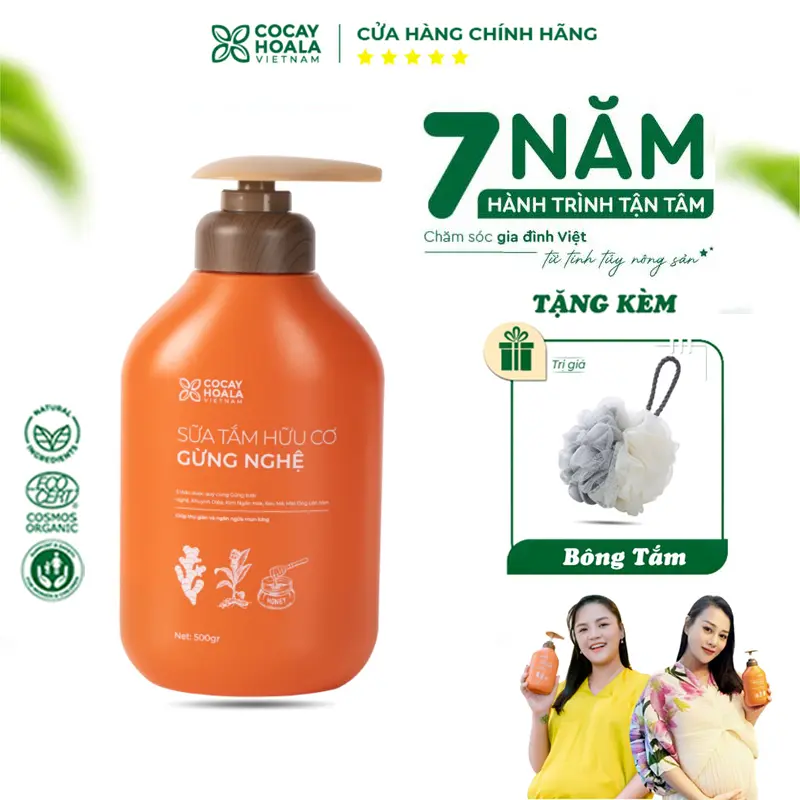 Sữa Tắm  Hữu Cơ Thảo Gừng Nghệ Cỏ Cây Hoa Lá Sữa Tắm Cho Bà Bầu Và Mẹ Sau Sinh Chai 500gr 0