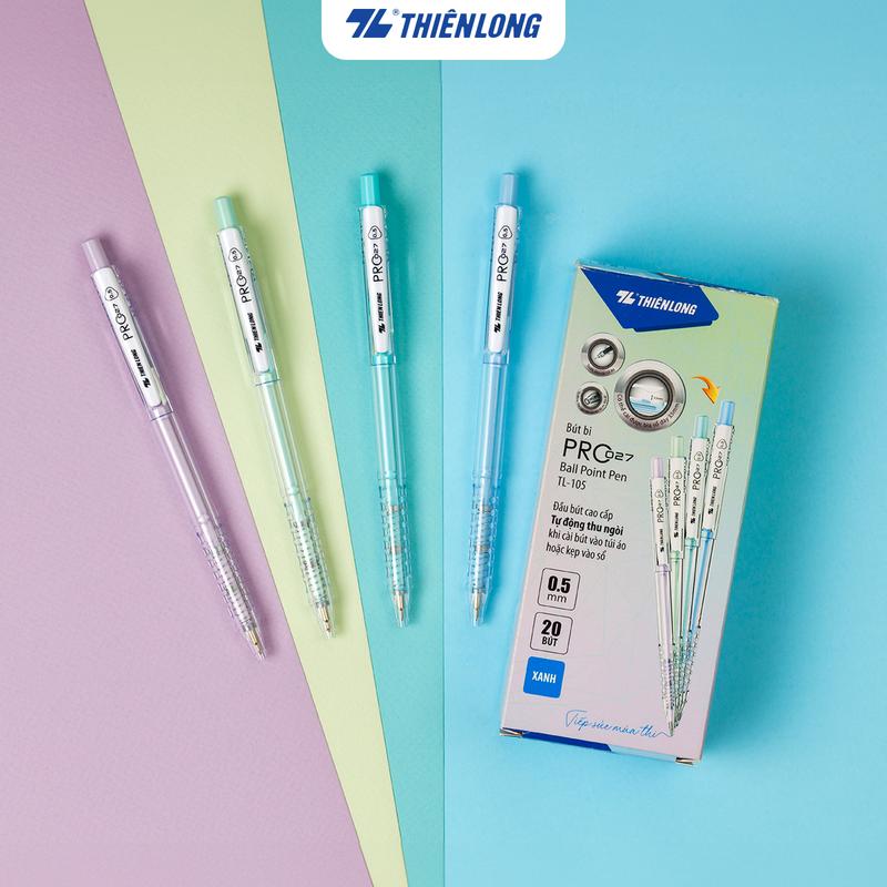 Combo 5 cây Bút bi màu pastel PRO 027 Thiên Long TL-105 (Thân màu ngẫu nhiên)