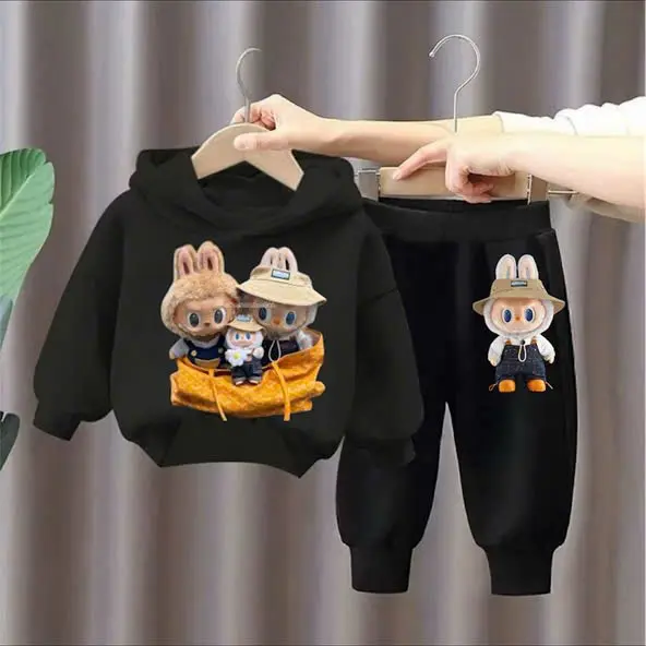 Bộ nỉ tàu trần bông cho bé trai bé gái,in hình labubu 5D dễ thương size từ 6-30kg 4