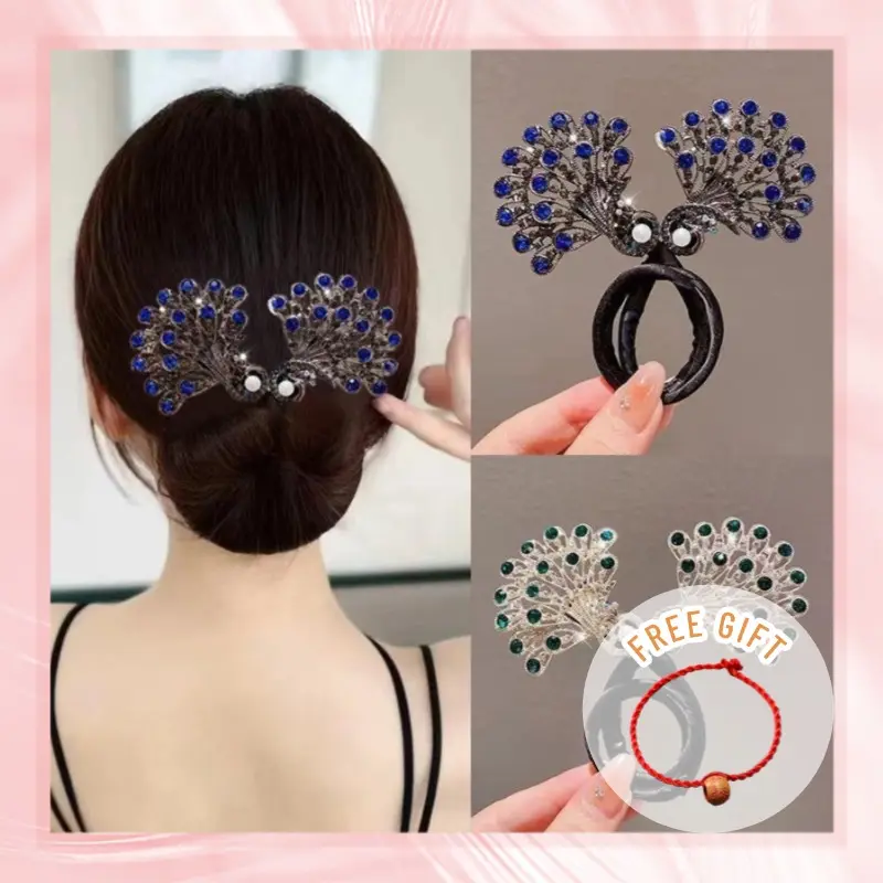 【Dây đỏ miễn phí】Kẹp Tóc Tròn, Hình Quả Bóng Con Công Cao Cấp, Không Làm Tổn Thương Tóc, Thanh Lịch Và Sang Trọng,Kẹp Tóc Cuộn, Phong Cách Trung Quốc Mới, Kẹp Xoắn Con Công Thanh Lịch, Máy Uốn Tóc Đơn Giản, Phụ Kiện Tóc Thử Nghiệm, Dành Cho Nữ