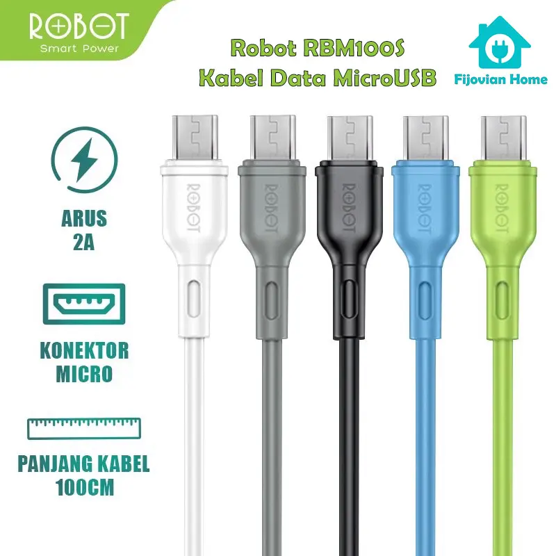 Kabel Data Robot RBM100s MicroUSB 100cm Data Cable Cas Charge Casan Fast Charging 2.0A Original