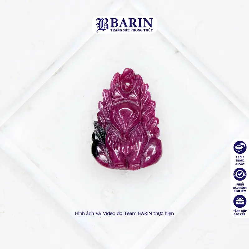 Mặt dây chuyền hình hồ ly chúa 9 đuôi màu tím nước bóng đẹp hợp tất cả mệnh BARIN 1