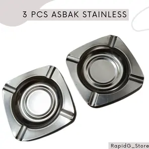 Tempat Asbak Stainles Bulat Kotak 3 Pcs Cerutu