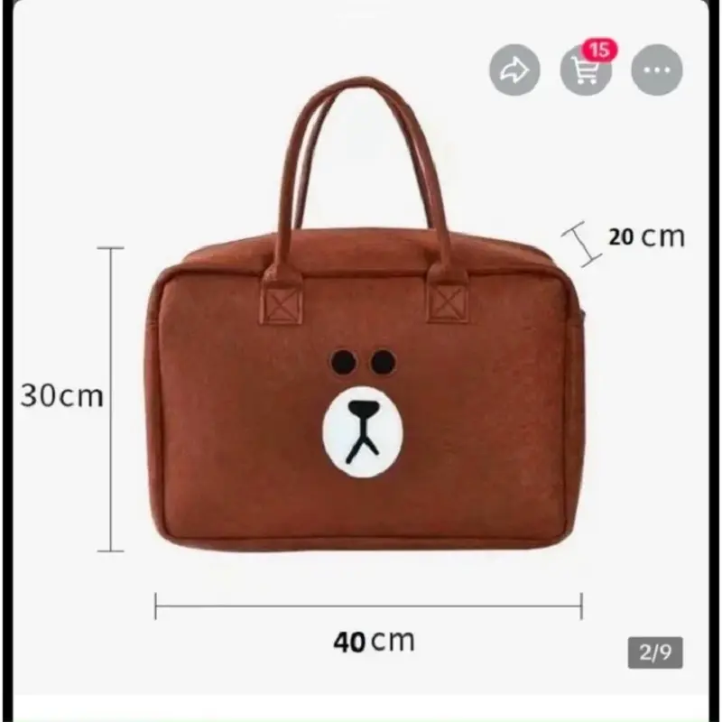Túi Du Lịch Cỡ Lớn Bằng Vải Nỉ Họa Tiết Hoạt Hình Gấu Dâu.ĐA.A2.aquyen Bag Hoa 925 2