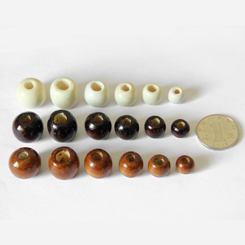 Product Introduction of Manik kayu bulat untuk jalinan rambut, 50 keping / beg, lubang besar, untuk membuat barang kemas, Gelang pesona yang sesuai, hasil DIY 9 * 10 / 11 * 12mm 2