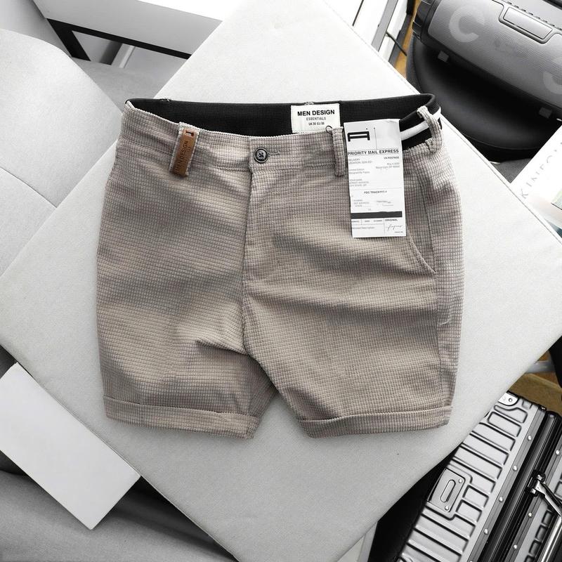 Quần Short Nhung Tăm Nam Phối Chun [MEN DESIGN] Menswear Quần Lửng Đen