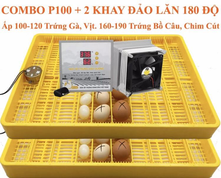 Máy Ấp Trứng Ánh Dương P100+2 Khay Đảo Trứng Tự Động Đảo Lăn 180 Độ