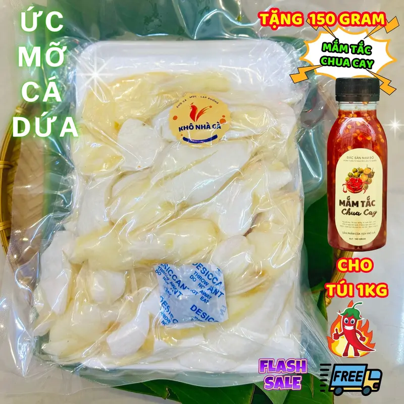 DEAL LIVE Khô Ức Mỡ Cá Dứa - Tặng Mắm Me hoặc Mắm Tắc Chua Cay - Khô 3 Nắng Loại 1 Vị Vừa Ăn Béo Rất Ngon - Vựa Khô Nhà Gà Food 3