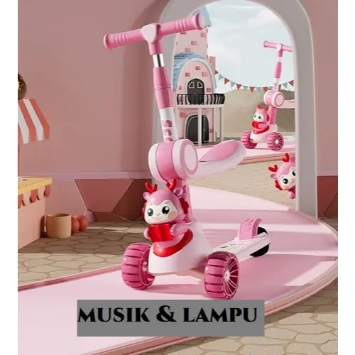 Mainan Scooter Anak SNI Roda 3 in 1 Skuter Dragon Kickboard Otoped Anak Dengan Lampu LED kursi dan Musik Outdoor Indoor Roller Skateboard untuk 2-8 tahun Anak 3